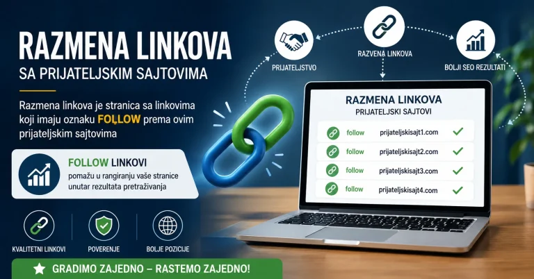 Razmena linkova sa prijateljskim sajtovima i SEO follow linkovi za bolje rangiranje u Google pretrazi